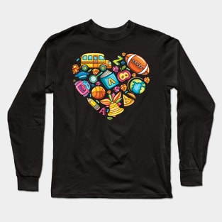 I Love My School Heart Back To School Gift Long Sleeve T-Shirt